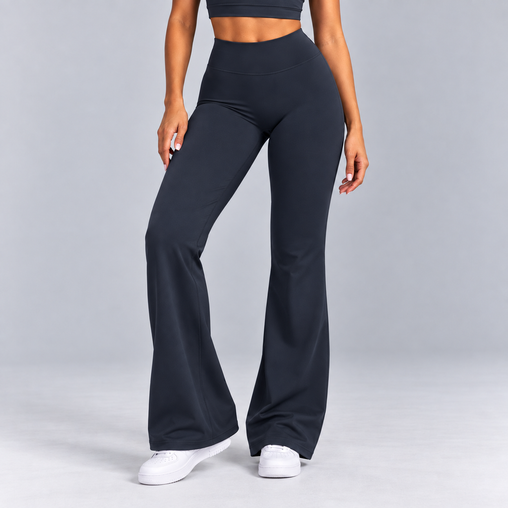 High-Waisted Flare Pants - Black
