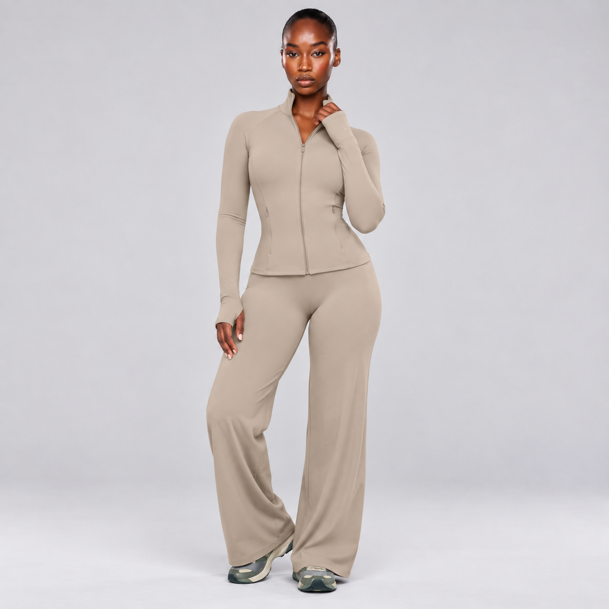 EVEO Sculpt Zip-Jacke Beige