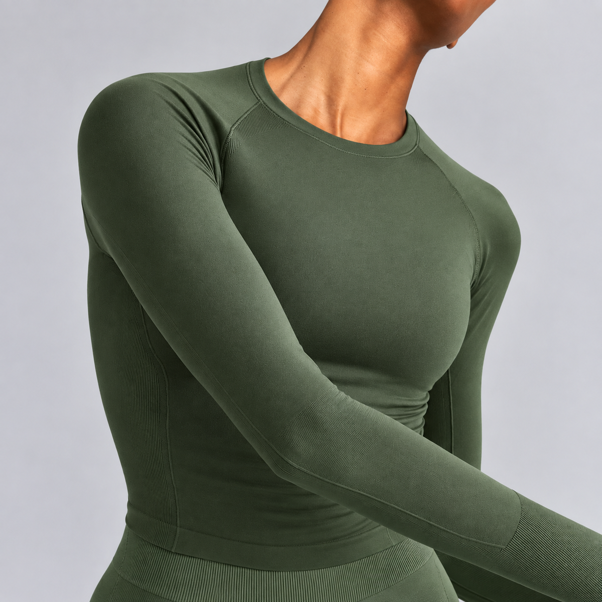 Sculpt Langarm-Oberteil - Shadow Green