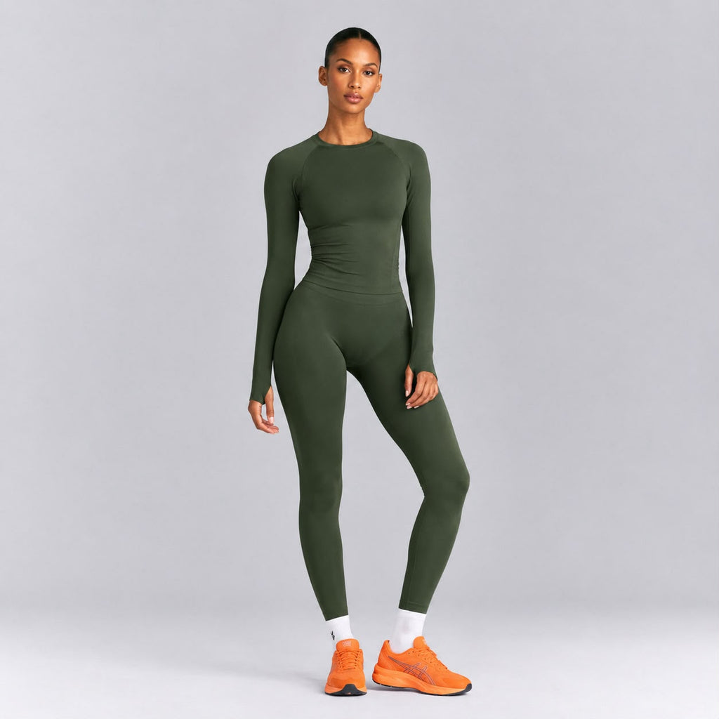 Sculpt Langarm-Oberteil - Shadow Green