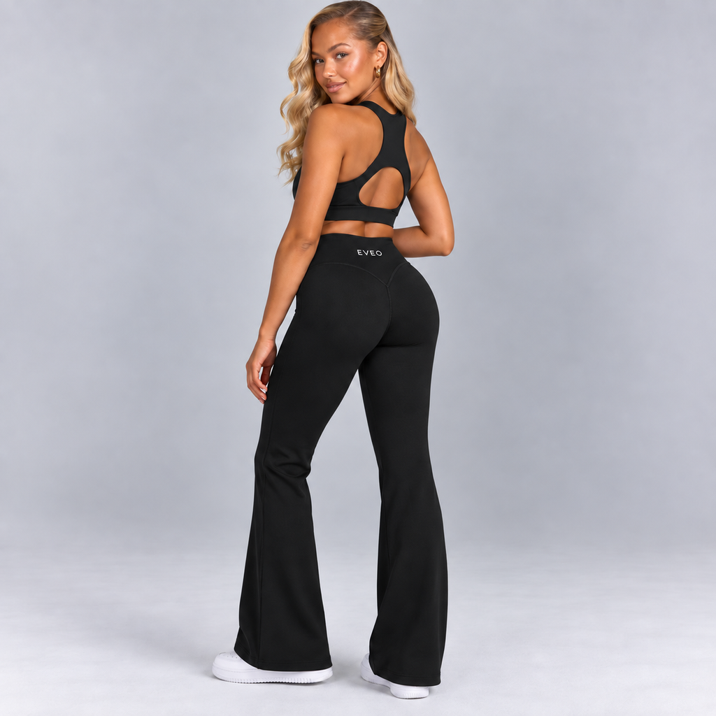 High-Waisted Flare Pants - Black