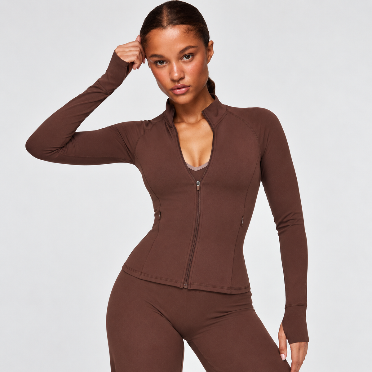 EVEO Sculpt Zip-Jacke Beige